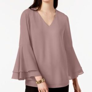 NEW without Tag Nordstroms Alfani dusty rose blouse with flared bell sleeves
